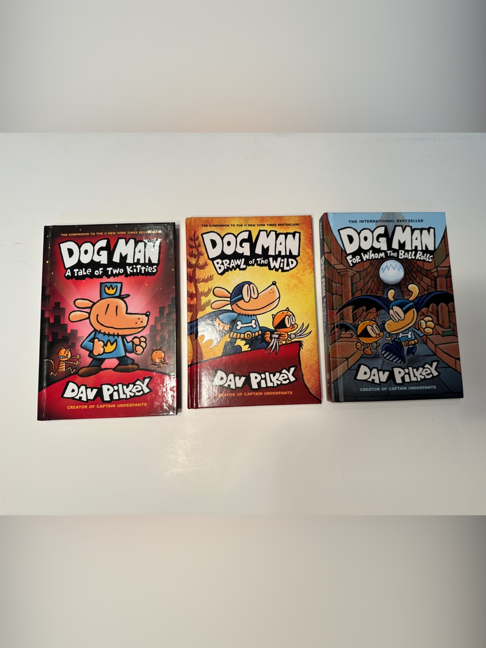 Dog Man Graphic Novel Book Bundle by - Red, Orange, Blue Covers